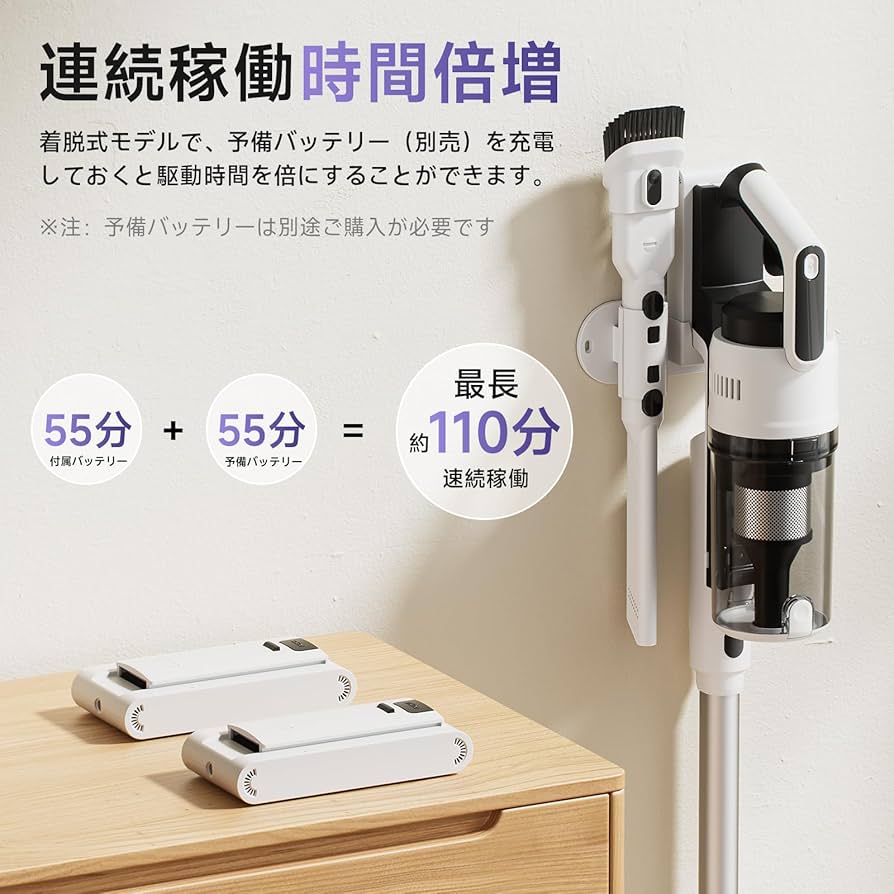 Amazon | 掃除機 コードレス 【2025爆進化！75kpa強力吸引・自立式・55