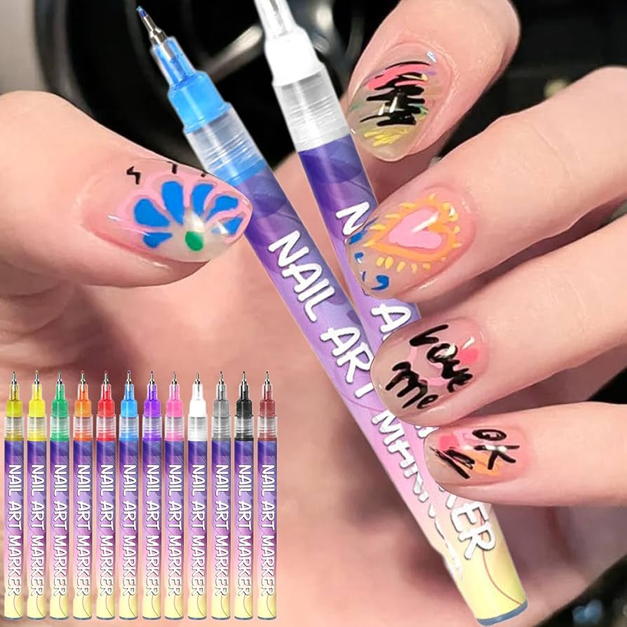Amazon.co.jp: ネイルアート描画ペン 12 色ネイルアートペンセット防水