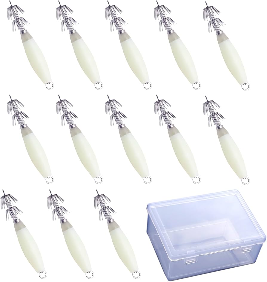 Amazon.co.jp: イカ釣り用 浮きスッテ 夜光 イカメタル 収納ケース付属