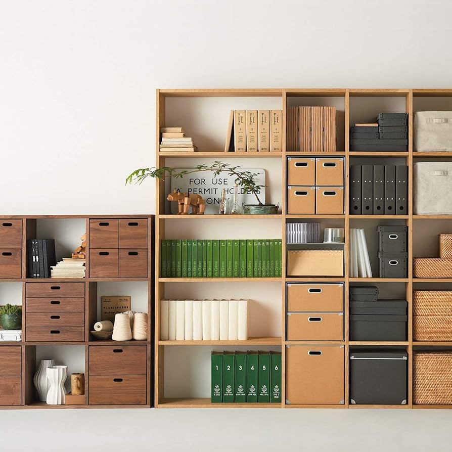 Amazon｜無印良品 スタッキングシェルフ・3段・ウォールナット材 幅42