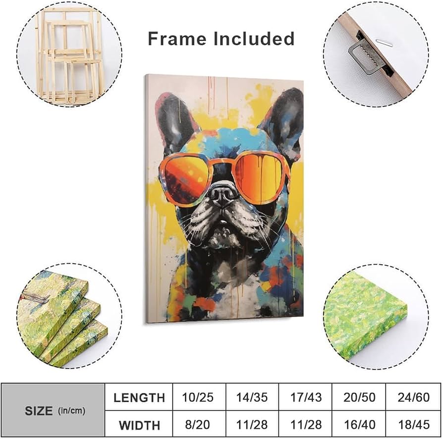 Amazon.co.jp: 絵画 サングラスをかけたフレンチ ブルドッグインテリア