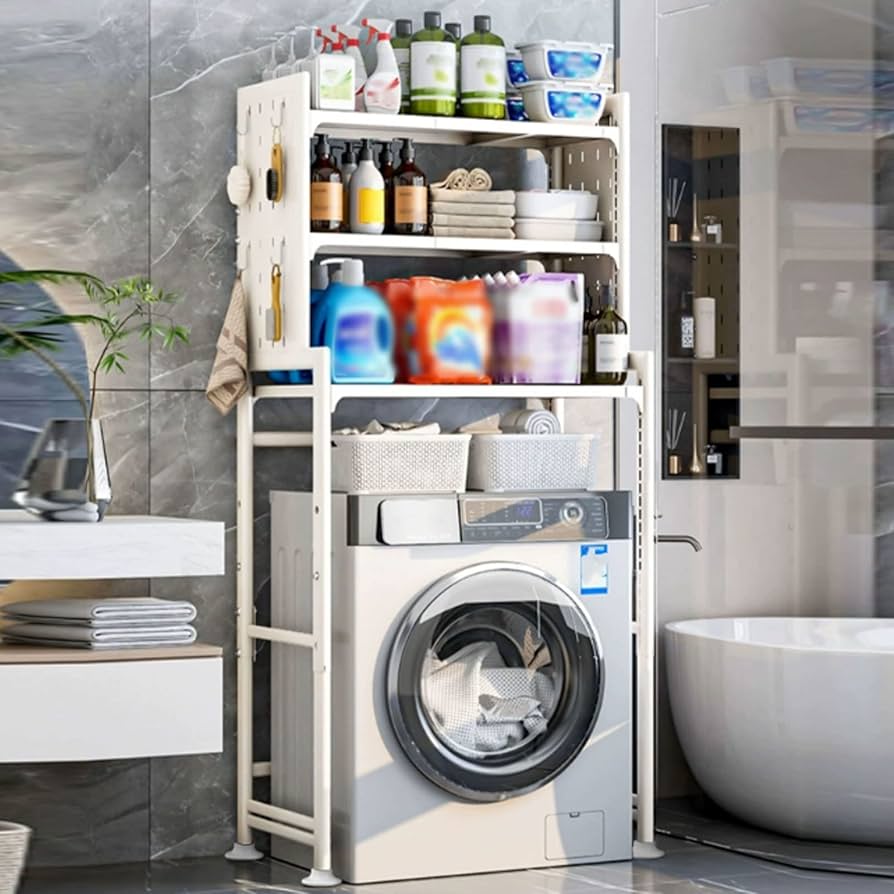 Amazon｜洗濯機上収納 つっぱり 棚 長さと高さを調節可能 洗濯機ラック