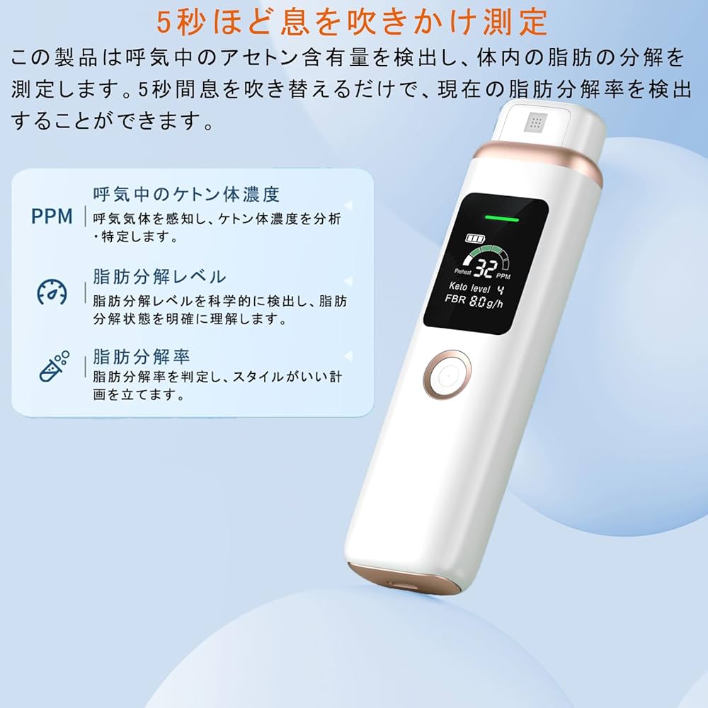 Amazon.co.jp: AMIZDYTO ケトン呼吸測定器 ケトン体 チェッカー 呼気式