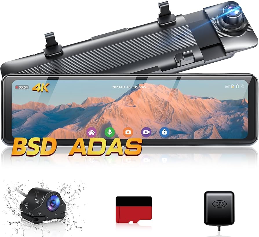 Amazon.co.jp: GKU ドライブレコーダー ミラー型 4K【BSD死角監視