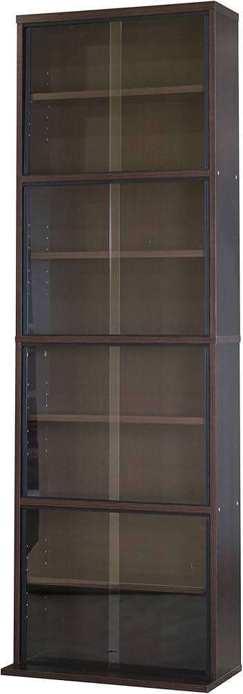 Amazon.co.jp: サンニード 本棚 ダークブラウン ガラス扉付き 幅60 高