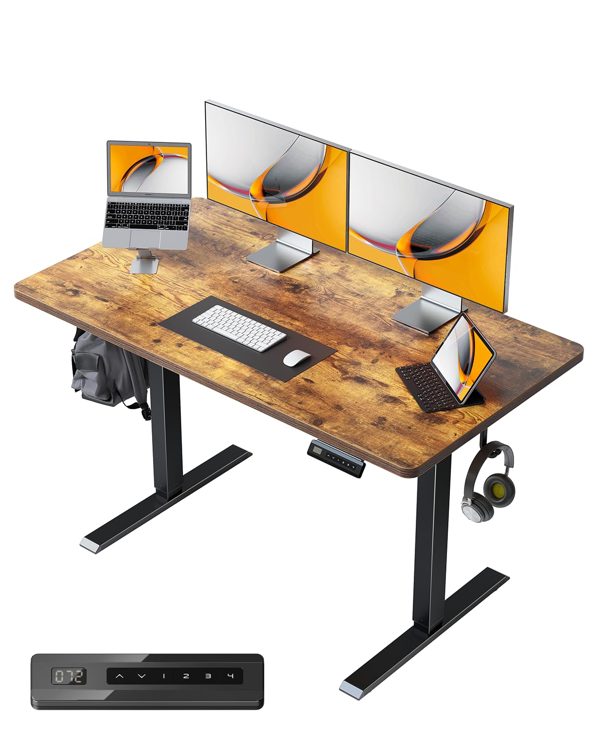 Amazon | FEZIBO 電動 昇降デスク 一枚板 幅120cm オフィスワーク