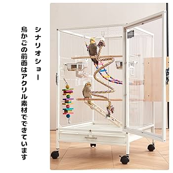 新品】Ruexue鳥かご 透明アクリル扉 46x43x86 オープントップ Amazon