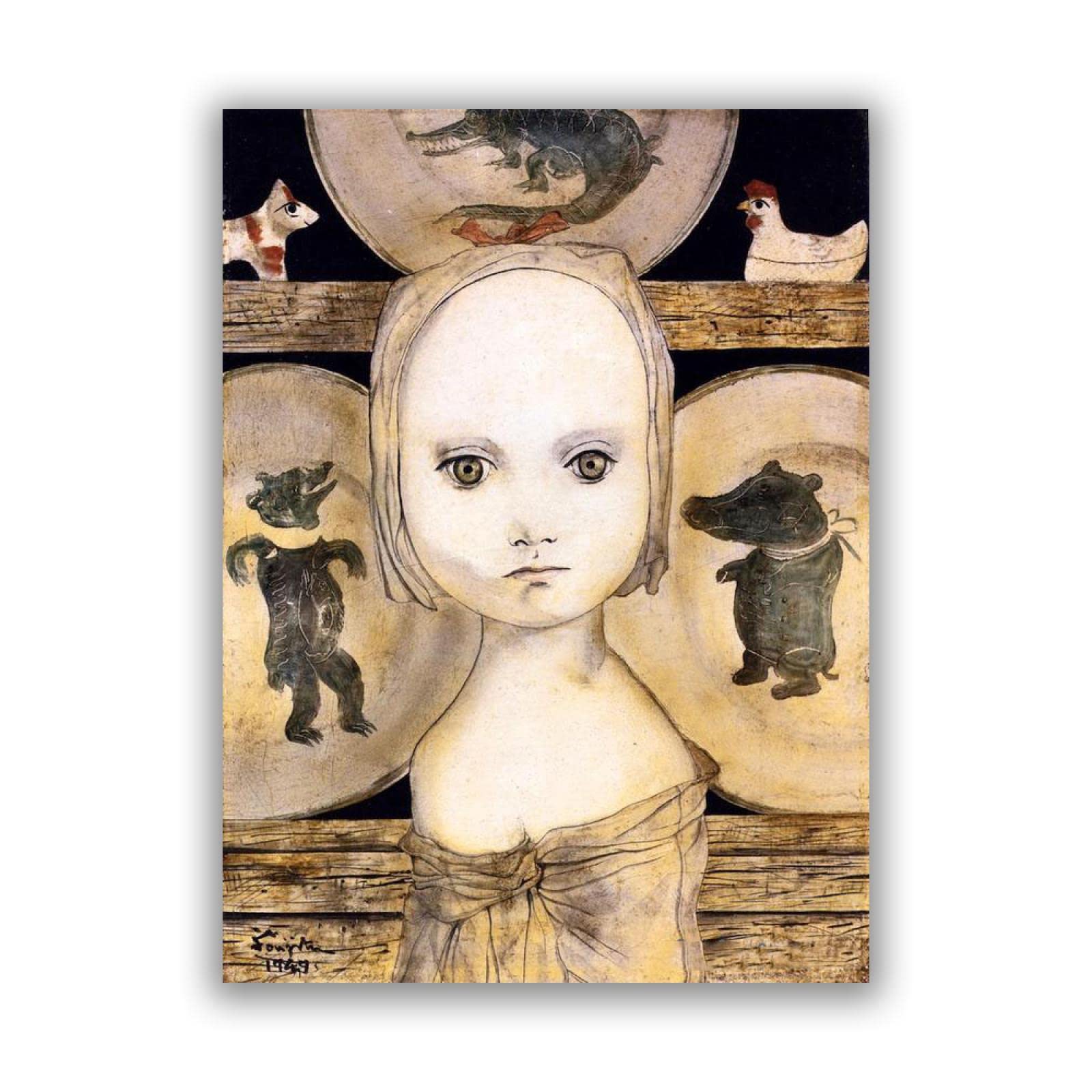 Amazon.co.jp: 藤田嗣治 キャンバスに版画 名画版画 複製画ポスター