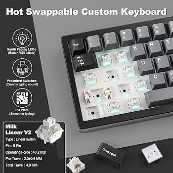 Amazon | YUNZII AL68 メカニカルキーボード ワイヤレス 68キー ホット