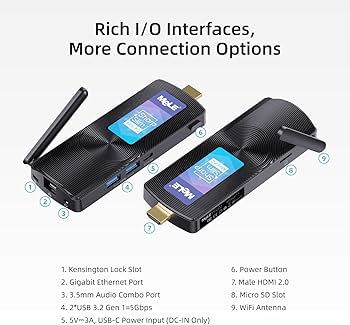 MeLE PCG02 Fanless Mini PC Stick, Celeron J4125 8GB 128GB Micro