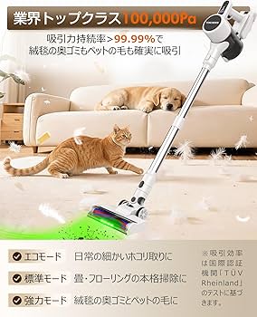 Amazon | 掃除機 コードレス【2026衝撃的デビュー！真100Kpa超強力吸引