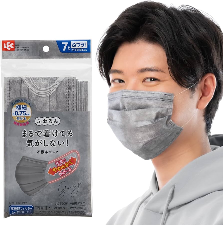 Amazon.co.jp: レック 極細耳ひも マスク ふわるん (ふつうサイズ 7枚