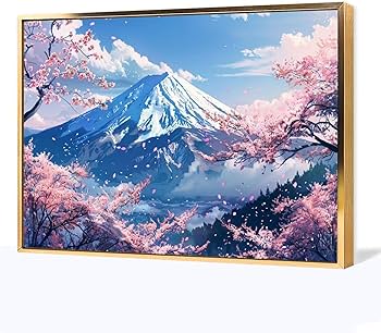 Amazon.co.jp: 絵画 富士山と桜の美しい景色 アートパネル ポスター