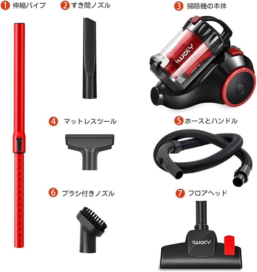Amazon | iwoly 掃除機 キャニスター 20000Pa 超強力吸引 ハイパワー