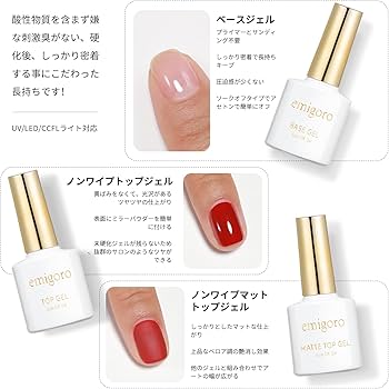 Amazon | emigoro ジェルネイル トップコート ベースコート マット