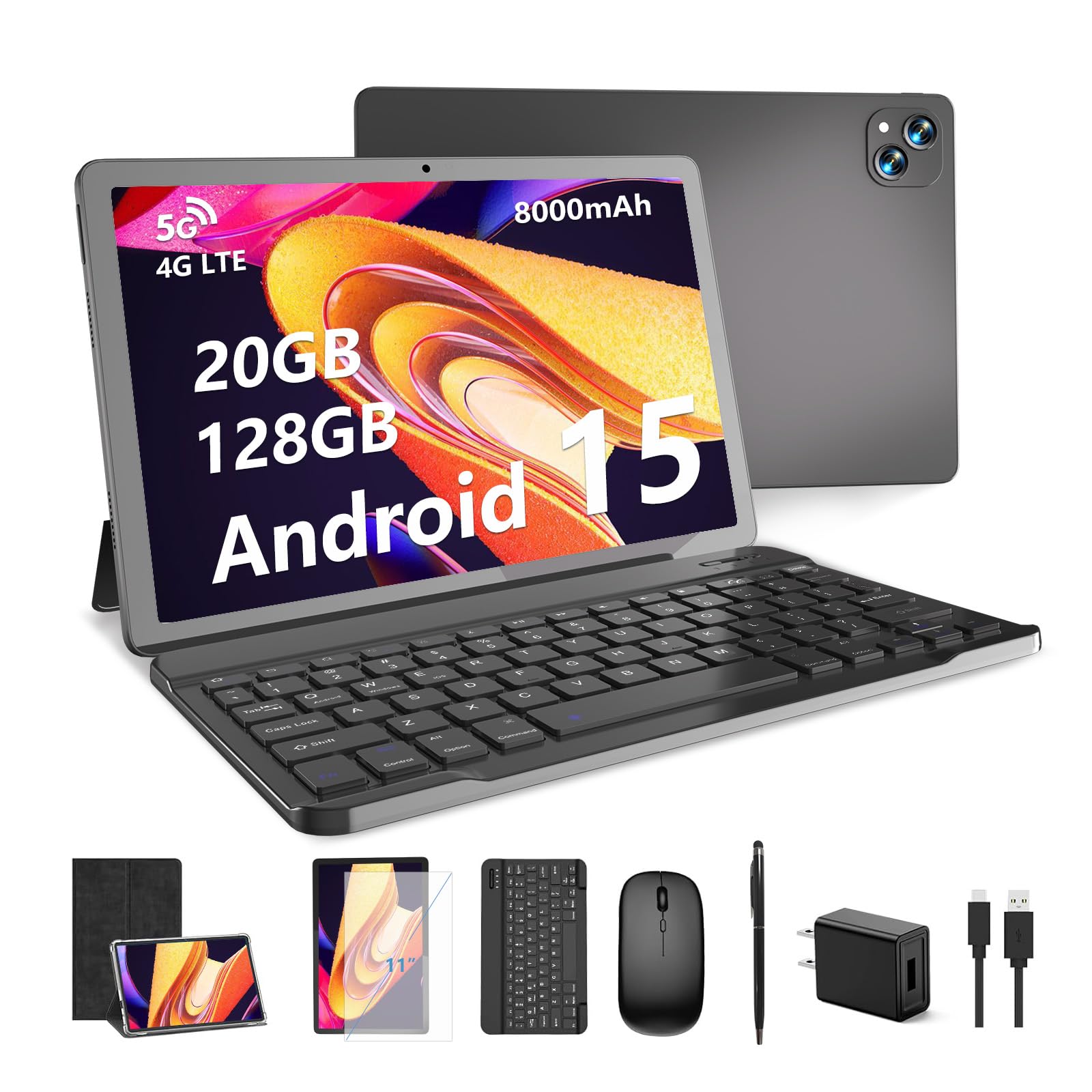 Amazon.com : 11 inch Android 15 Tablet, 20GB RAM 128GB ROM , 2TB