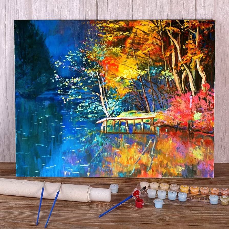 Amazon｜数字で描く数字で描く風景レイクキットアクリル絵の具