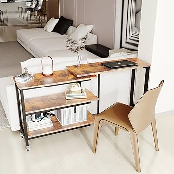 Amazon｜EazeHome 可動式L字デスク 収納付き 360度回転カウチテーブル