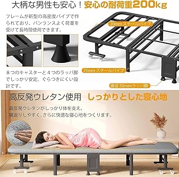 Amazon｜おりたたみベッド Probasto 高反発ウレタン マットレス付き 長