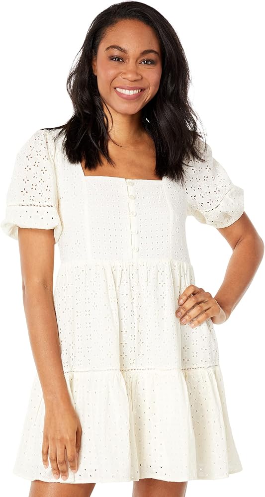 Madewell Eyelet-Mix Tiered Mini Dress Lighthouse 12 at Amazon