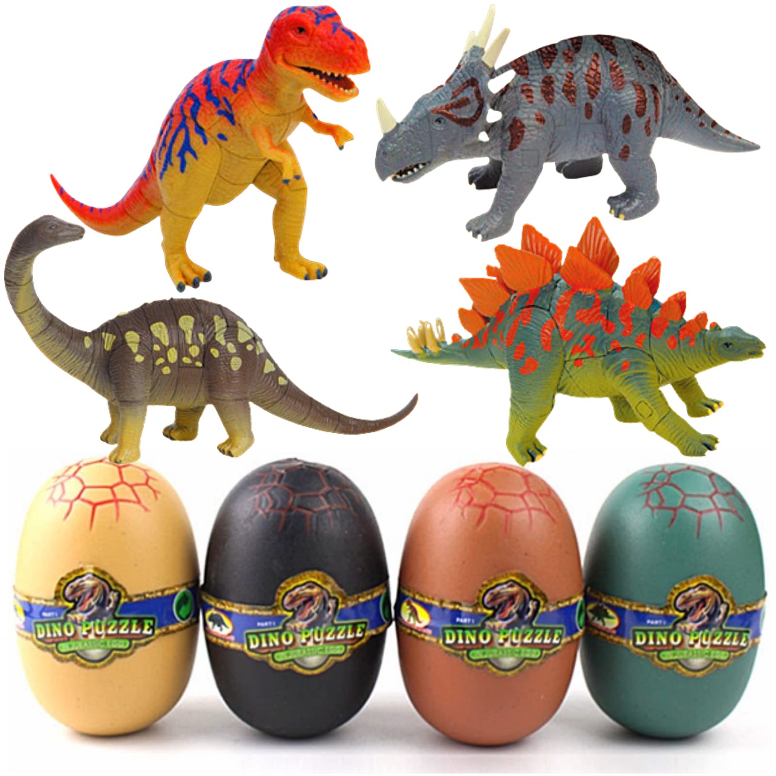 Heizi 4D Puzzle Saurus Dx Dinosaur Egg Figure Set Of 4, 24 Figures
