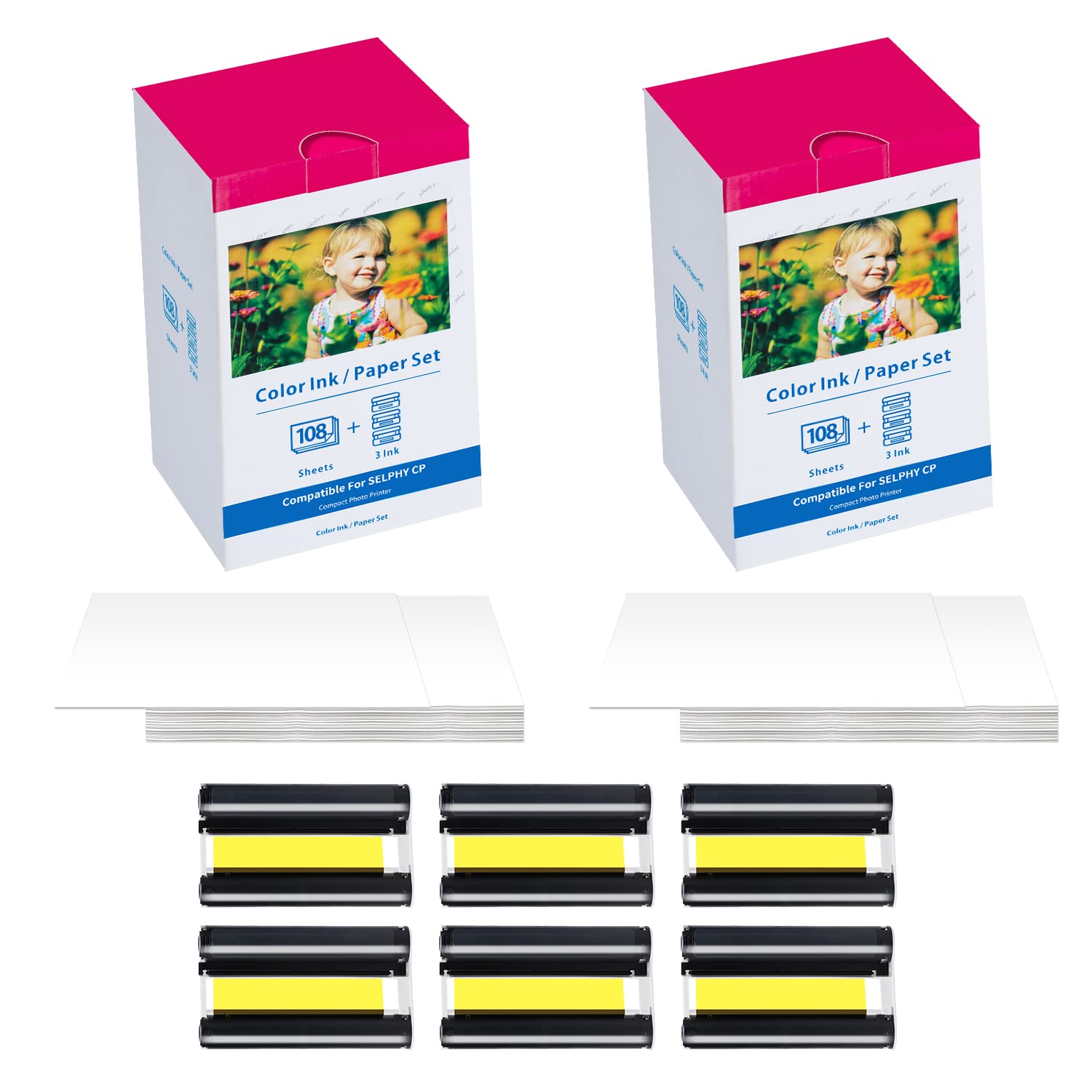 Amazon.co.jp: Canon Selphy CP1300 インクと紙 KP-108IN 2パック 6色