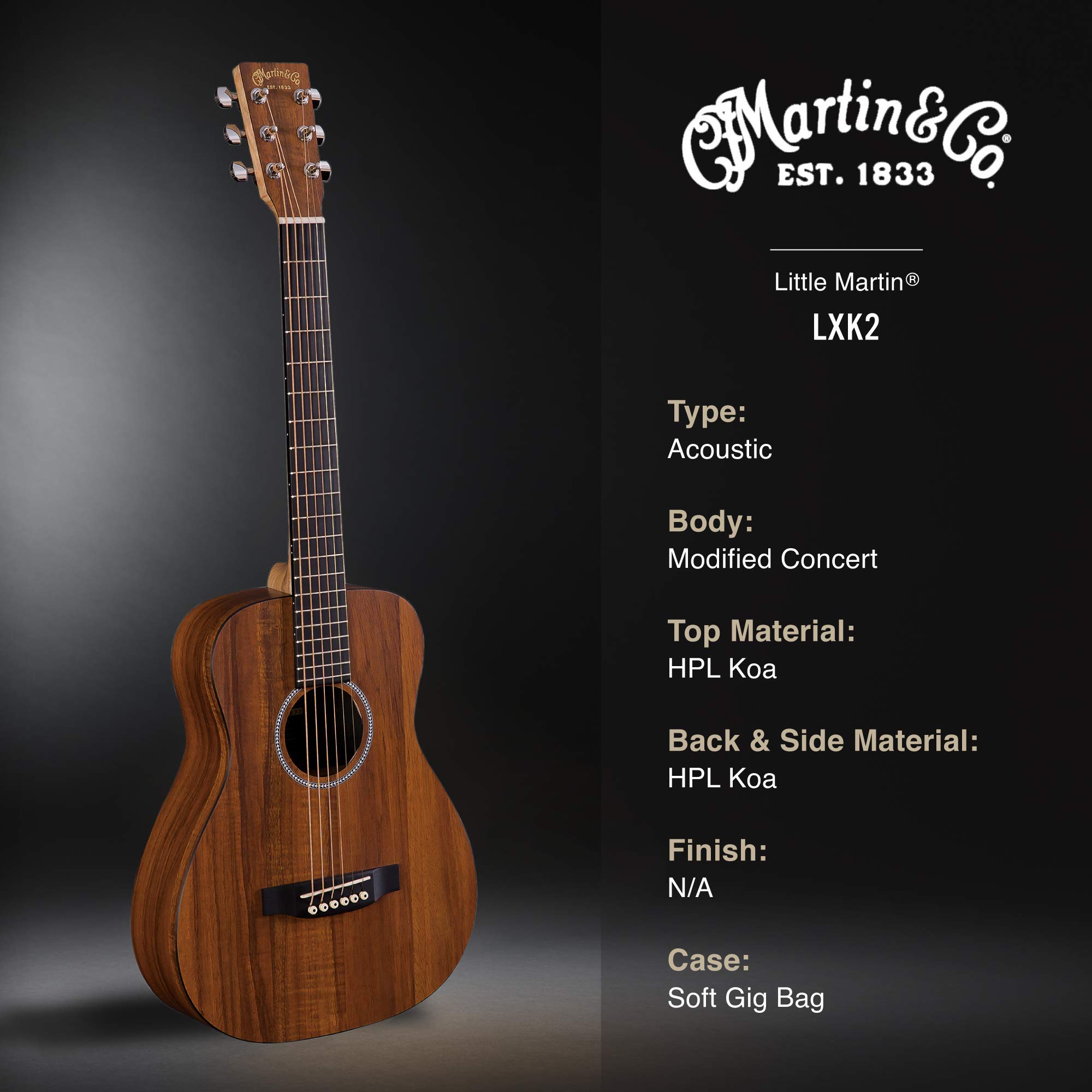 Amazon.com: Little Martin LXK2 Acoustic Guitar with Gig Bag, Koa