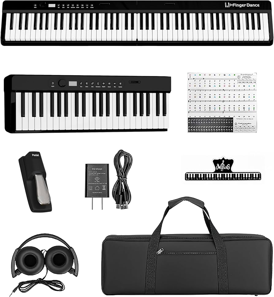 Amazon | 電子ピアノ 88鍵盤 折り畳み 薄型 キャビティ付き ウェイト