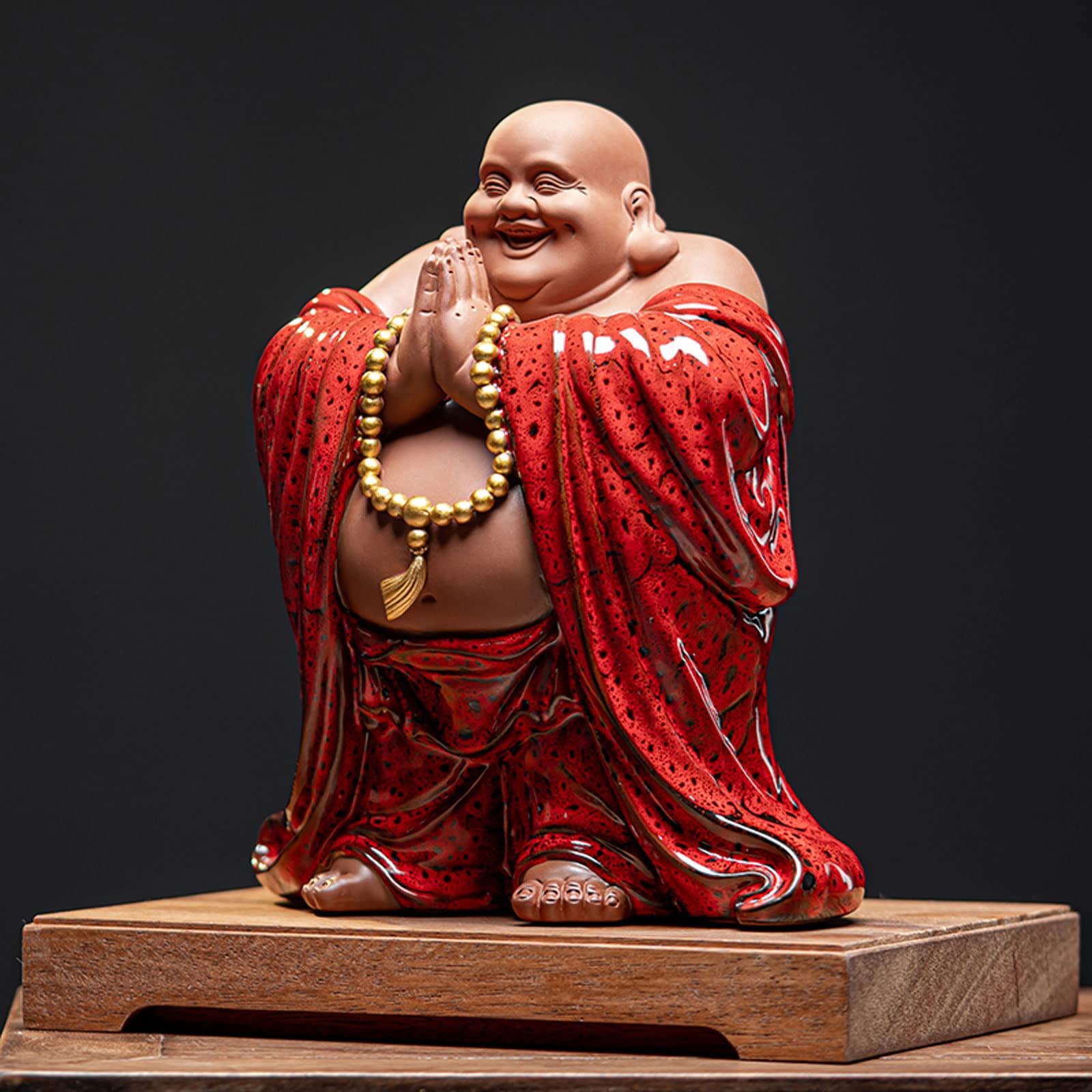 Amazon.co.jp: 七福神 置物 布袋 陶器製 布袋様 風水（高さ25.5cm×巾