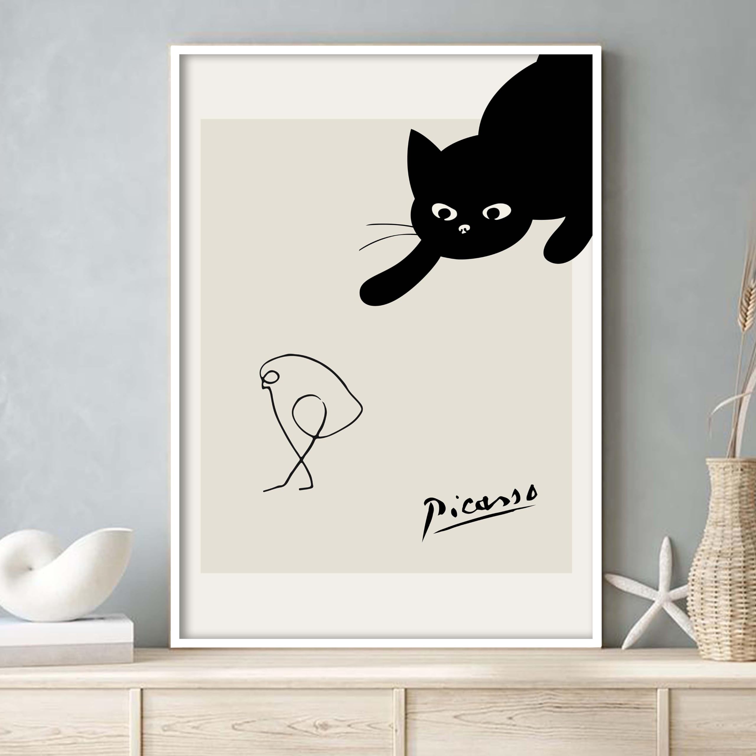 Amazon.co.jp: ピカソ シンプル 黒猫 アート ポスター オシャレ