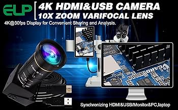 Amazon.com: ELP 4K USB HDMI USB Camera Manual Zoom Webcam Variable