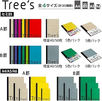 Amazon | キョクトウ Tree`s B5 6mm罫 色込み 5冊パック UTR3BX5