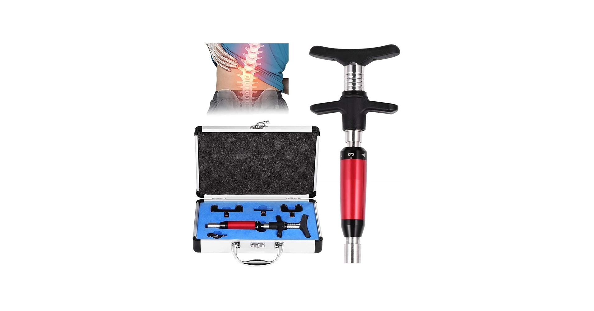 Amazon | カイロプラクティックガン 4つの交換可能なマッサージヘッド