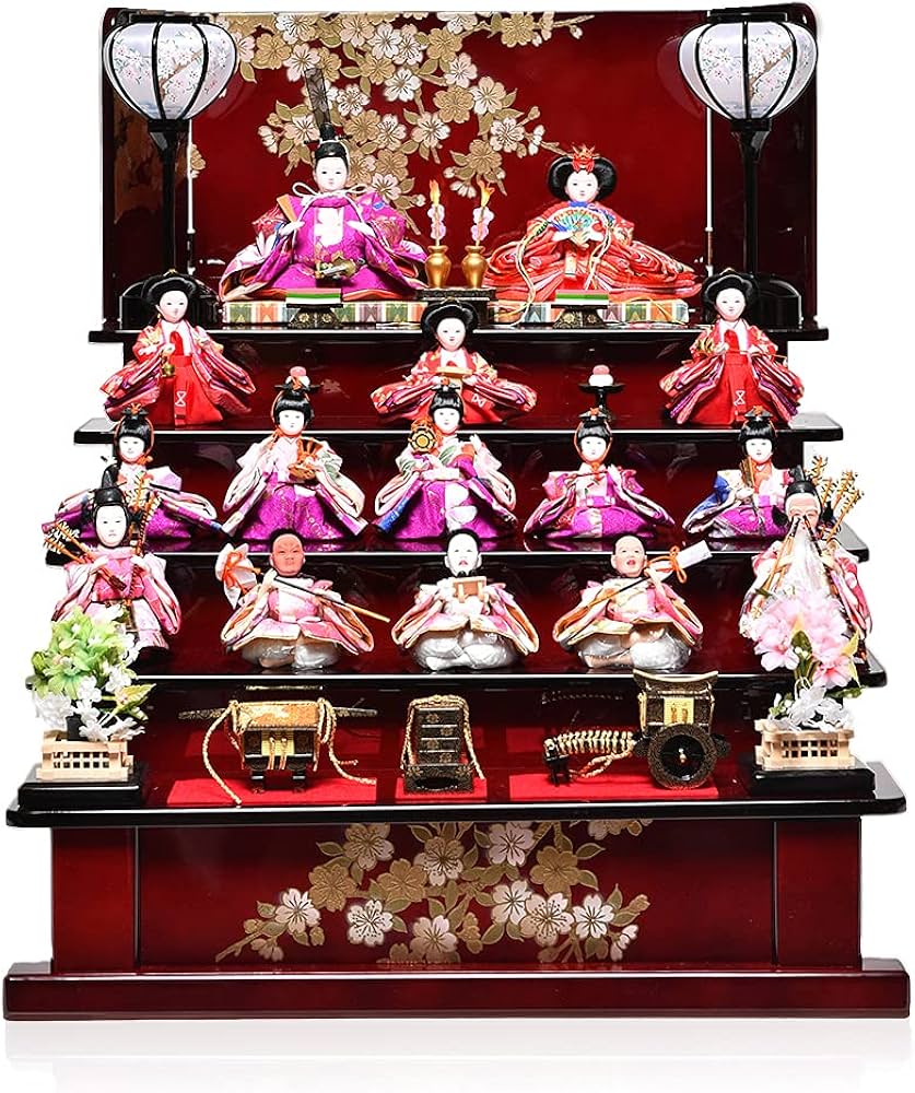 Amazon | 【雛人形】【五段飾】五段飾十五人揃飾 山科 雛 芥子親王柳十