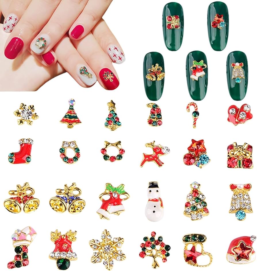 Amazon.co.jp: VTEERY(みさ) クリスマス ネイルパーツ 28個セット 3D