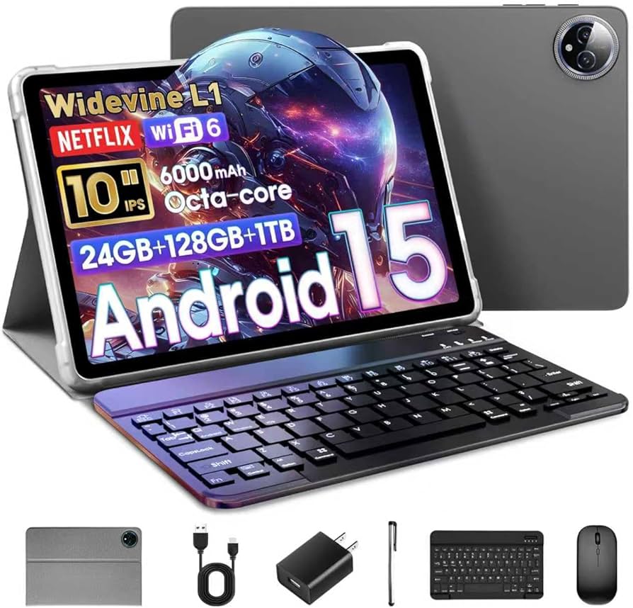 Amazon.com : Raemond 10 Inch Tablet Android 15 with Keyboard, 24GB