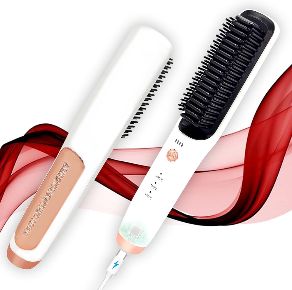 Amazon.com : Cordless Straightening Brush for Travel, Long-Life
