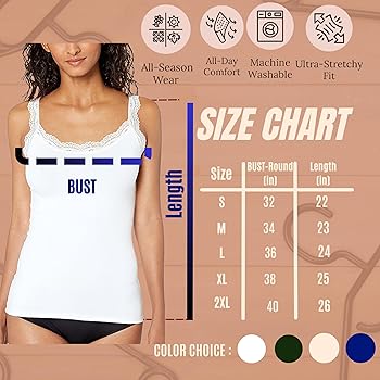 Women's Sexy Ultra Soft Camisole with Lace Trim Cotton Basic Tank