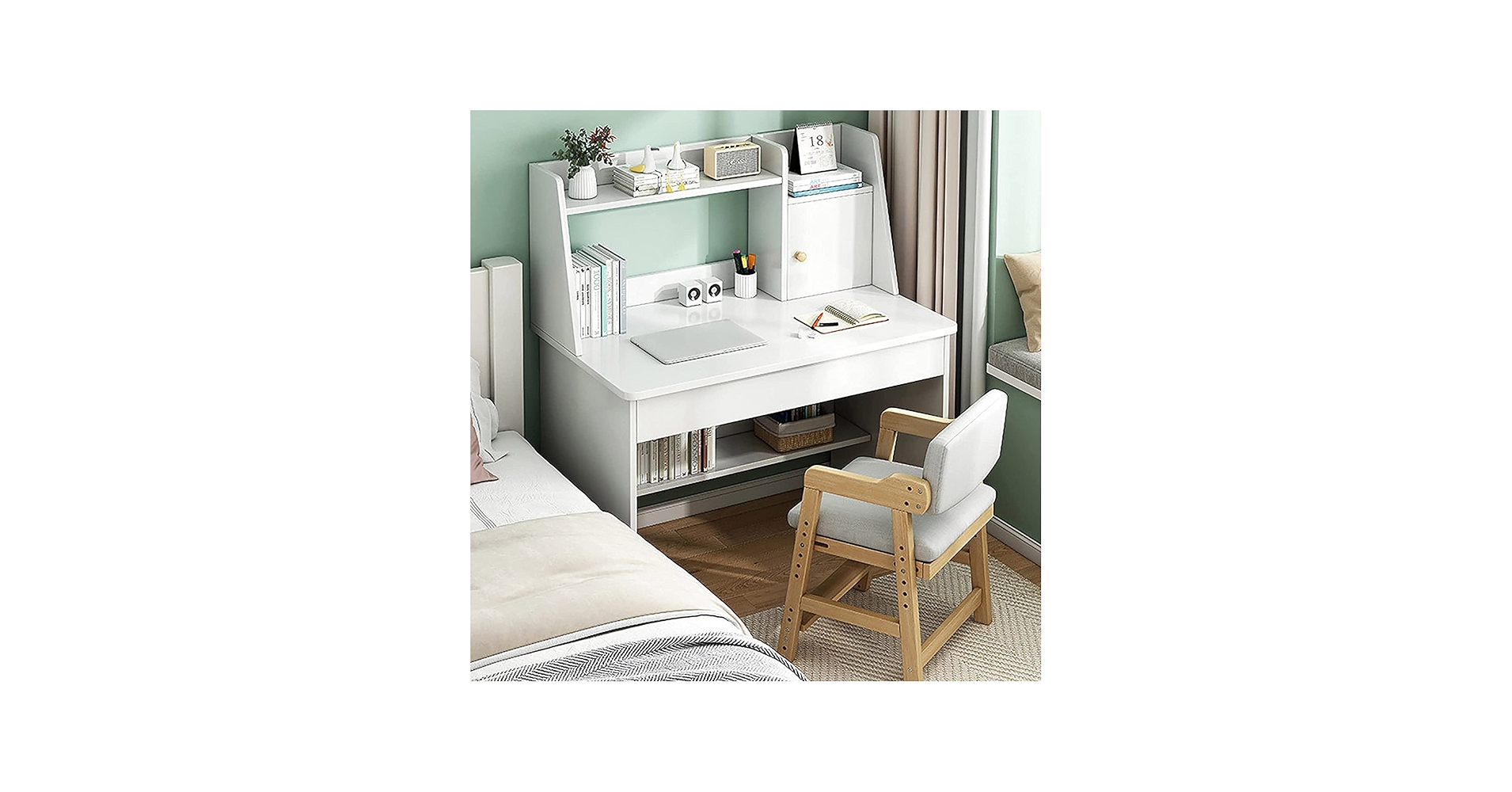 Amazon.co.jp: QQXX 愛らしい学習机と椅子セット、木製の学校学習