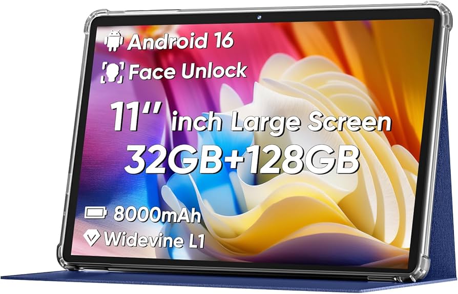 Amazon.com : COLORROOM Android 16 Tablet 11inch, Face Unlock, 18W