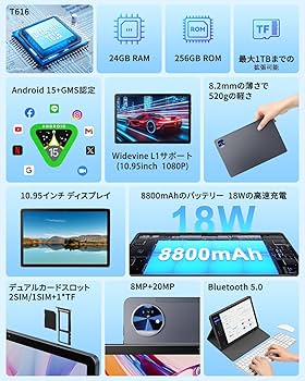 Amazon.co.jp: Android 15 Hitabt K30Apro 10.95 inch 24 GB + 256 GB
