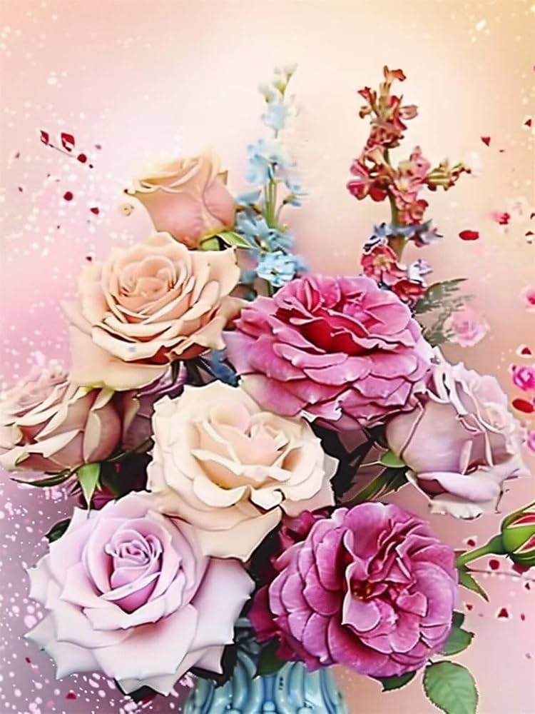 薔薇の少女 ダイヤモンドアート ラインストーンビーズ ハーフ