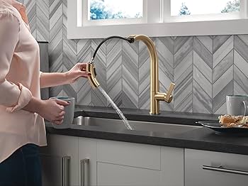 Delta Keele Brushed Gold Kitchen Faucet with Pull Down Sprayer