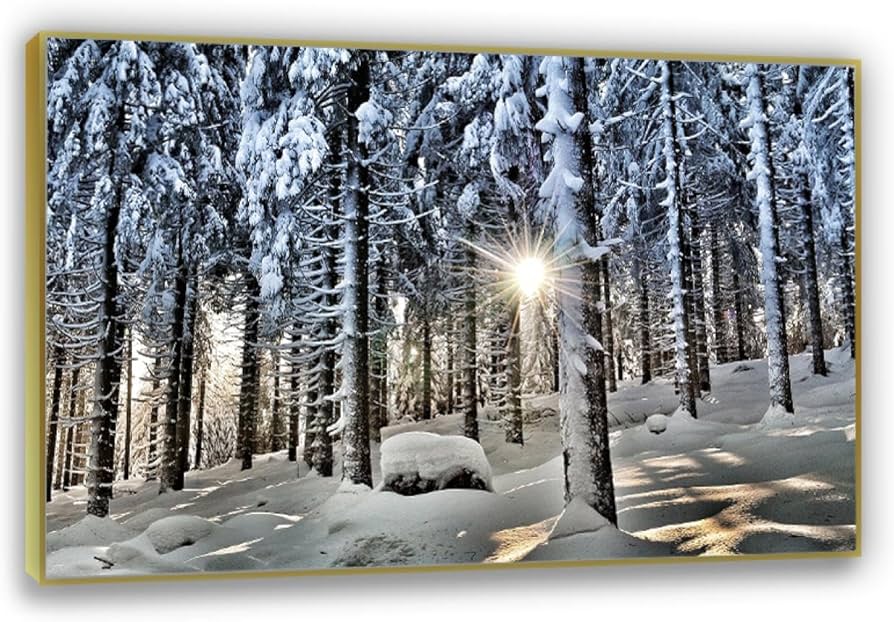 Amazon.co.jp: 冬の風景画 冬の森からの日差し 風景ポスターとプリント