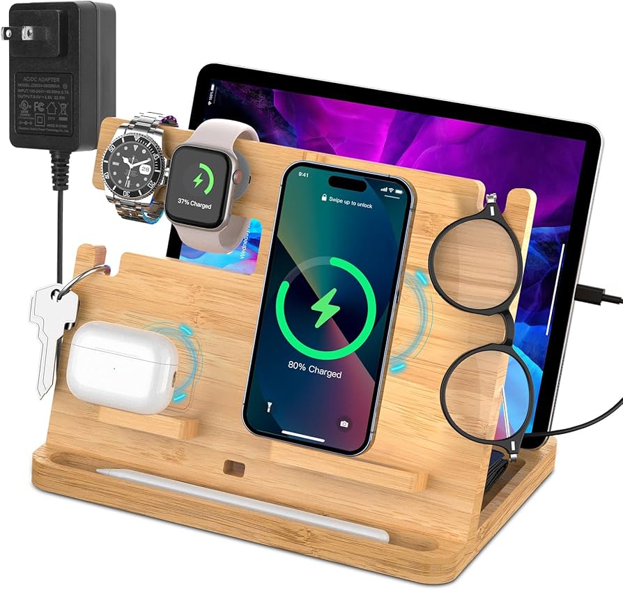 Amazon.com: HQOBZX Bamboo Wireless Charging Station for iPhone and