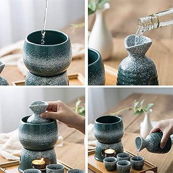 Amazon.com: YRHH Japanese Ceramic Sake Set with Warmer, Home Hot