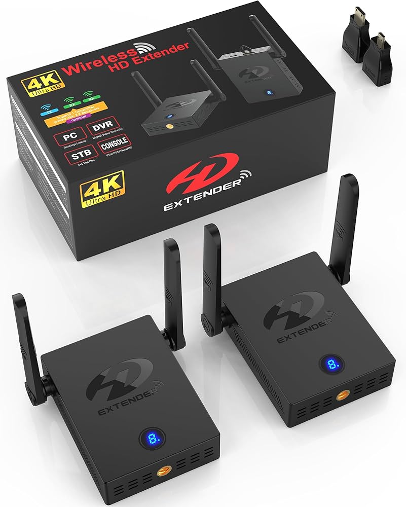 Amazon | ワイヤレスHDMI無線送受信機4K 30HZ-デュアル冷却シス、1/4