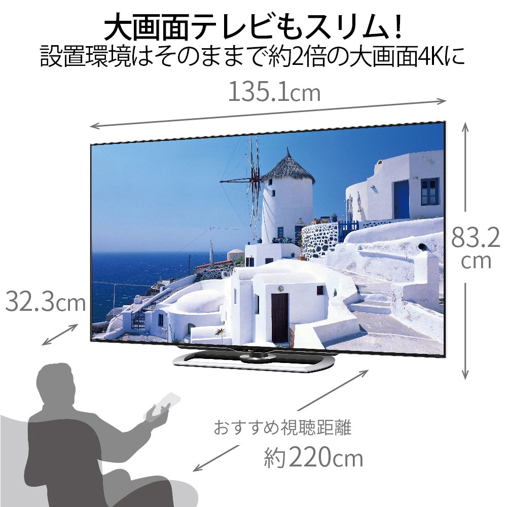 Amazon.co.jp: シャープ 60V型 液晶 テレビ AQUOS LC-60US40 4K HDR