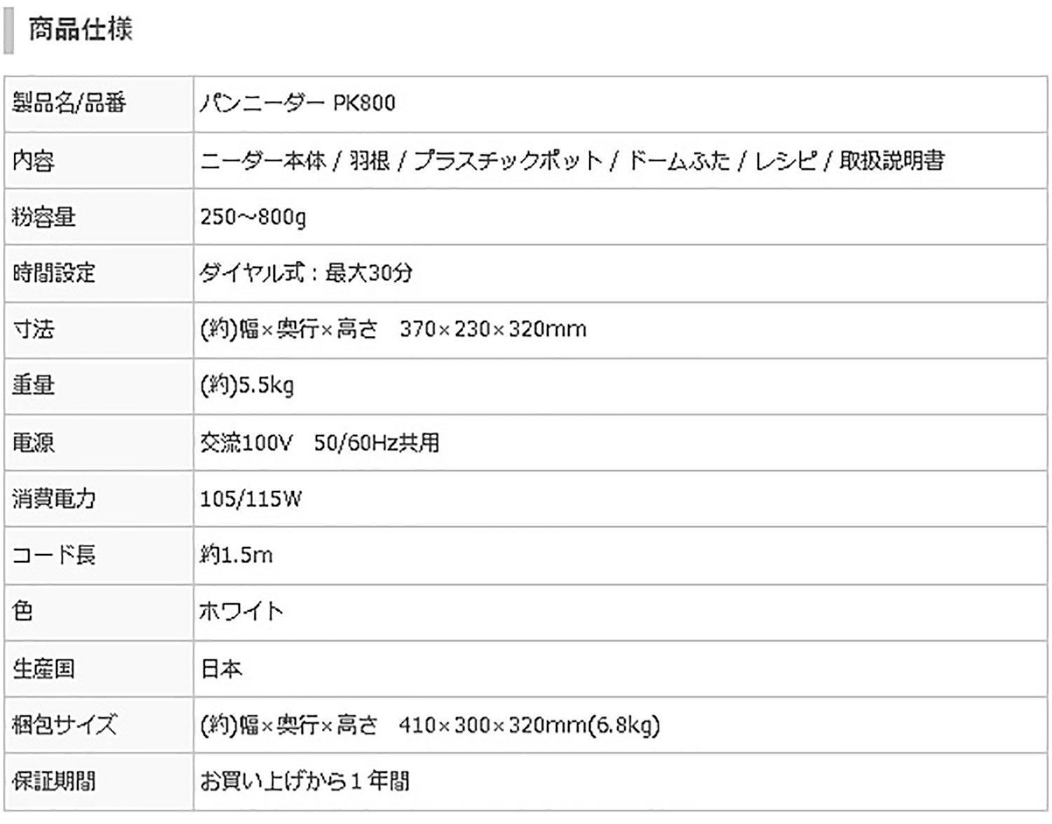 Amazon | 日本ニーダー(KNEADER) パンニーダー 800gプラスチックポット