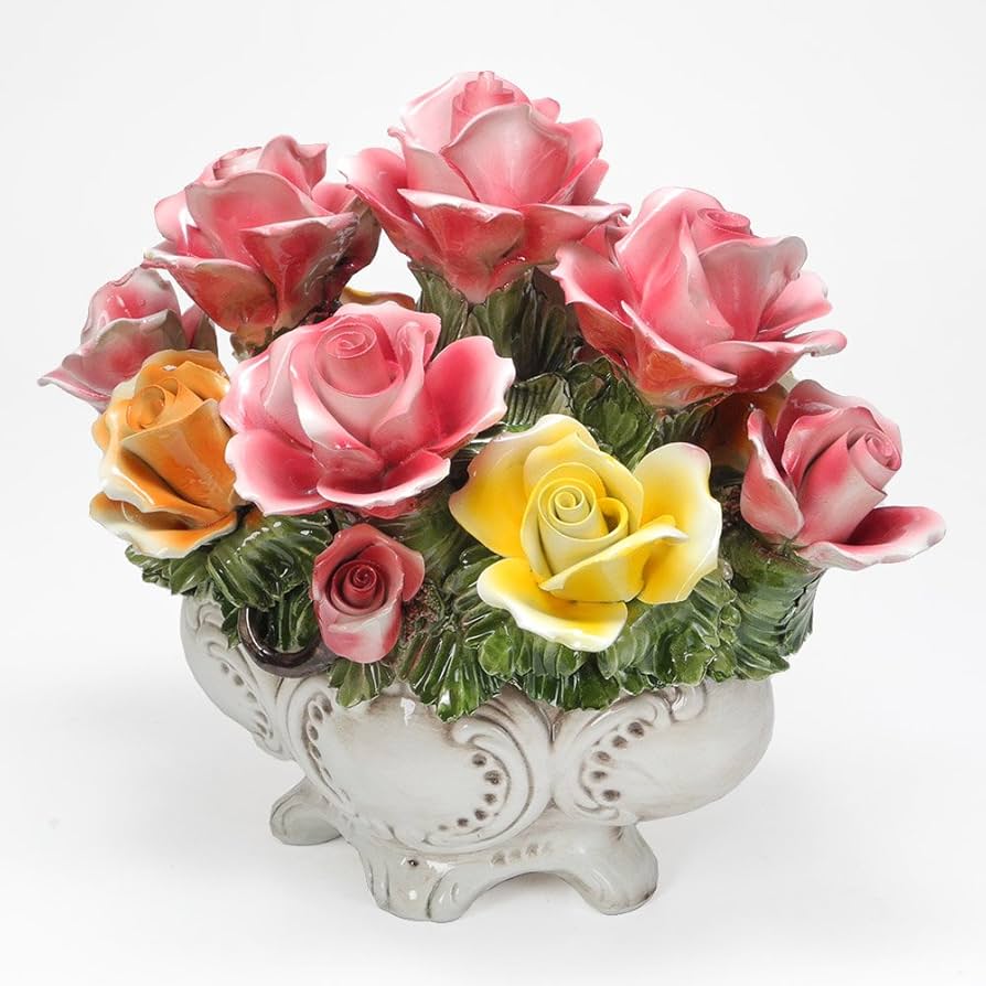 Amazon.co.jp: ヨーロッパインテリア カサピース イタリア製 陶器 バラ